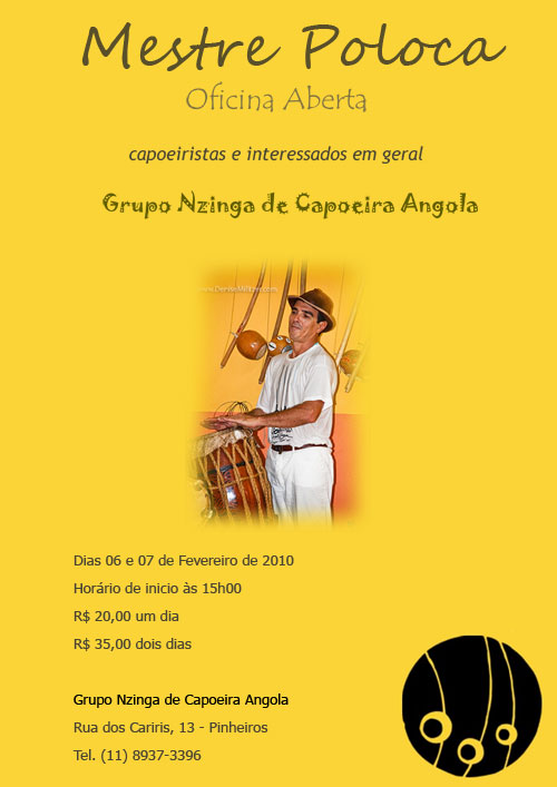 Oficina de capoeira angola com Mestre Poloca